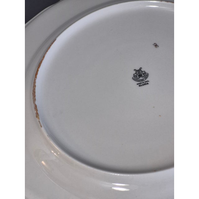 Mid 20th Century Pair of Dinner Plates Castleton Gloria Porcelain Taupe Roses Blue Band 22Kt Gold Trim For Sale - Image 6 of 6