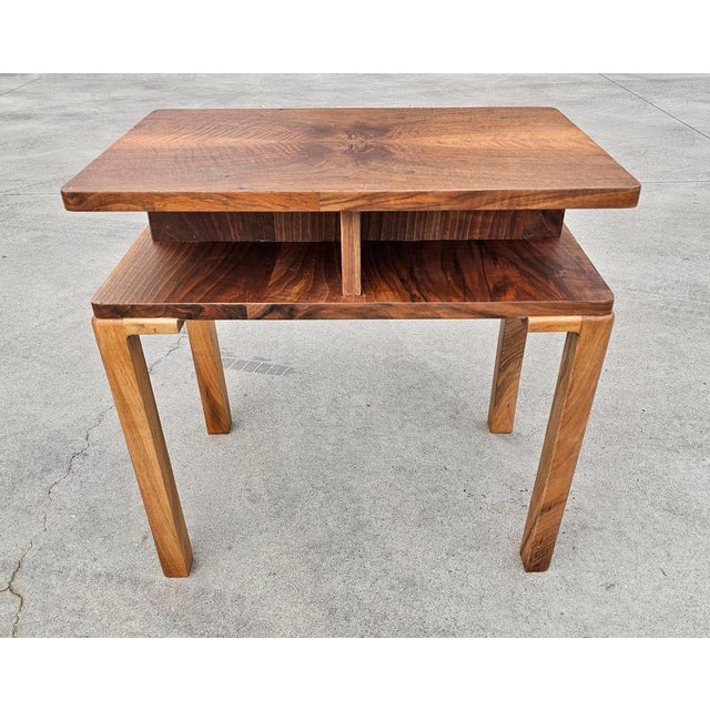 Art Deco Rectangular Two-Tier Walnut Side Table, Austria, 1930s For Sale - Image 11 of 13