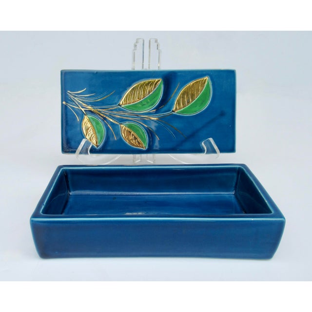 Vintage. C.1960's Italian Aldo Londi for Bitossi Foundry, ceramic, glazed rectangular-shaped, lidded keepsake box, and/or...