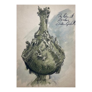 1940s Golden Gate Park Bacchus Mixed Media Painting For Sale