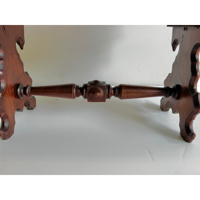 Wood Antique Victorian Renaissance Revival Lift Top Walnut Sewing Table For Sale - Image 7 of 8