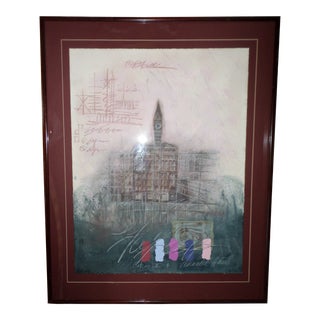 1970s "Cities III - 4" Architectural Surrealist Work on Paper, Framed For Sale