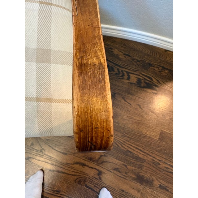 Vintage Milling Road by Baker Maple Armchair With Neutral Plaid Upholstered Seat For Sale - Image 10 of 12