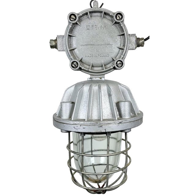 Large Industrial Cast Aluminium Cage Pendant Light, 1970s For Sale - Image 17 of 17