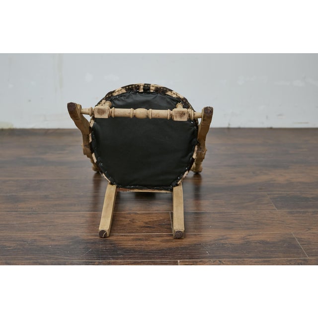 English English 1880s Aesthetic Movement Carved Oak Chair with Zebra Upholstery For Sale - Image 3 of 12