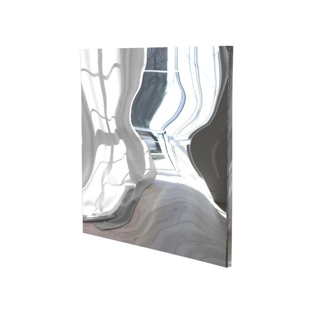 Contemporary Distorting Square Wall Mirror in Polished Stainless Steel by Julien Vidame For Sale - Image 3 of 8