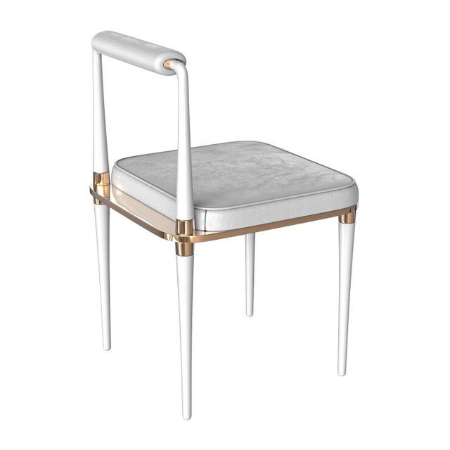 Metal "Audrey" Chair, Stainless Steel, Bronze Details, Tailor Made Leather For Sale - Image 7 of 8