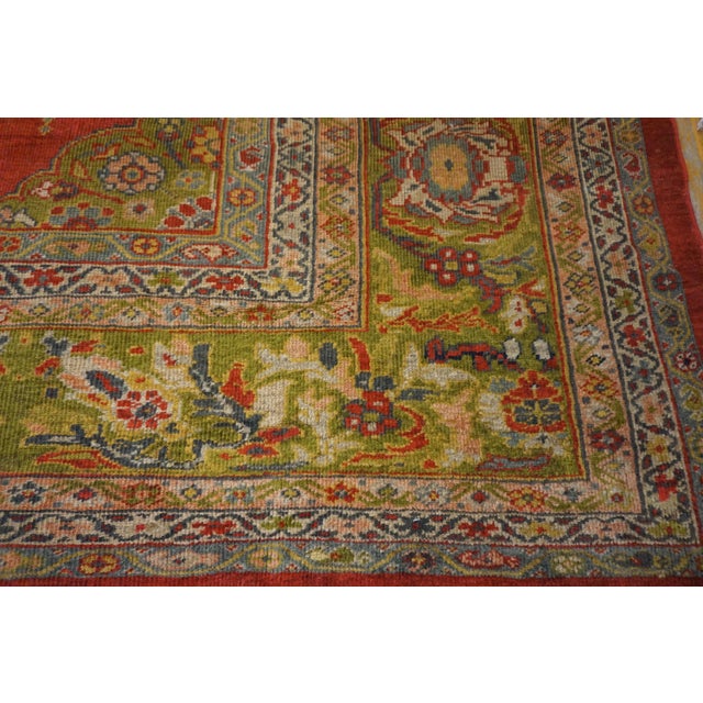 1890s Red Stripe Classic Antique Persian Sultanabad Rug 14'10" X 19'5" Handknotted Wool Carpet For Sale - Image 4 of 8