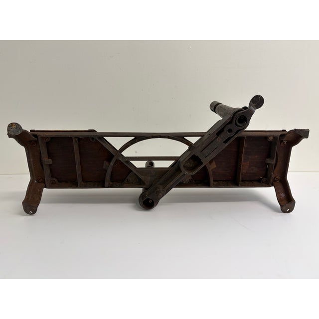 Black Antique Wooden & Cast Iron Miter Box – Adjustable Carpenter’s Tool For Sale - Image 8 of 17
