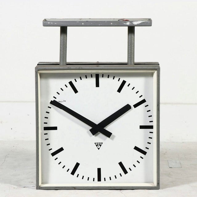 Pragotron Vintage Ceiling Clock Double Midcentury Retro Industrial Railroad Wall For Sale In Fayetteville, AR - Image 6 of 12