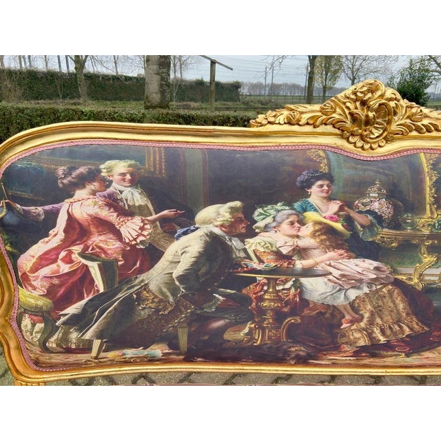 Pink 1960s French Artisan Louis XVI Pink Gilt Beech Sofa Set—3 Pc For Sale - Image 8 of 16