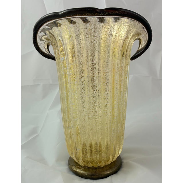 Contemporary Rare Signed 2001 Andrea Donà Murano Exhibition Vase - Dual-Color & 24k Gold - Alberto Dona For Sale - Image 3 of 12