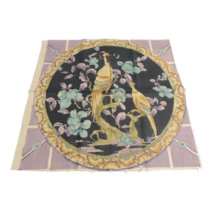 Purple and Black Printed Linen Fabric Panel
