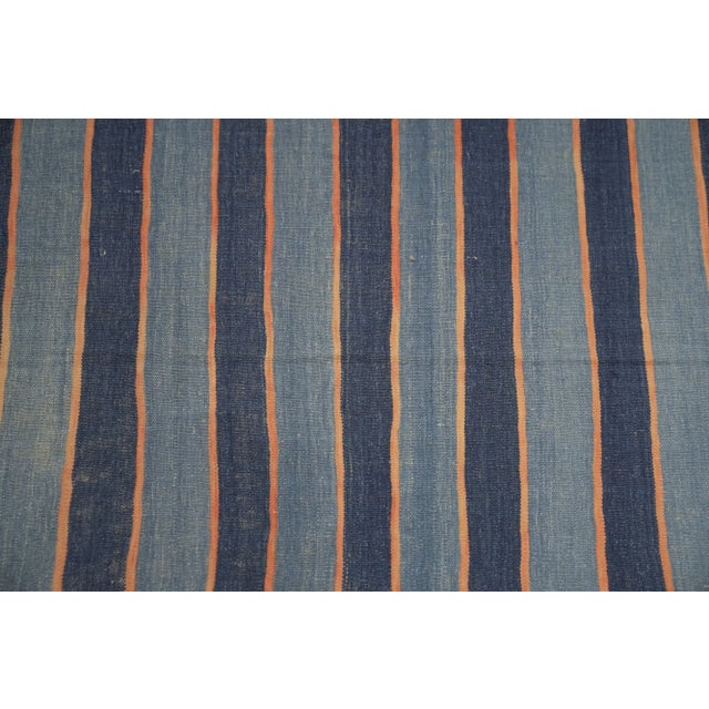 Rug & Kilim Vintage Dhurrie Rug in Blue With Stripes, From Rug & Kilim For Sale - Image 4 of 6