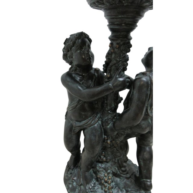 Black Vintage Bronze Frolicking Boys Statue Italian Regency French Urn Planter For Sale - Image 8 of 12