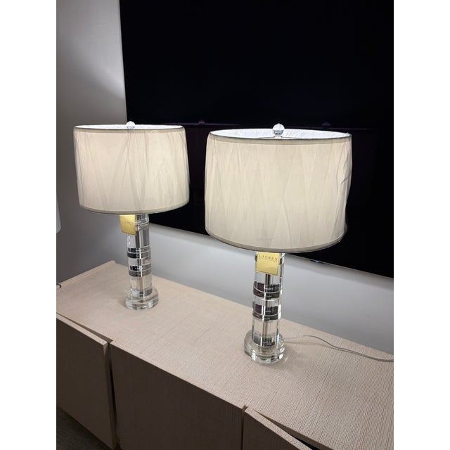 Ralph Lauren Farrah Crystal Column Table Lamps - A Pair For Sale - Image 11 of 15