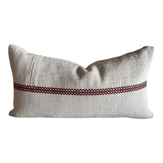 Zak + Fox Embroidered Baratillo Red Lumbar Pillow With Down Insert For Sale