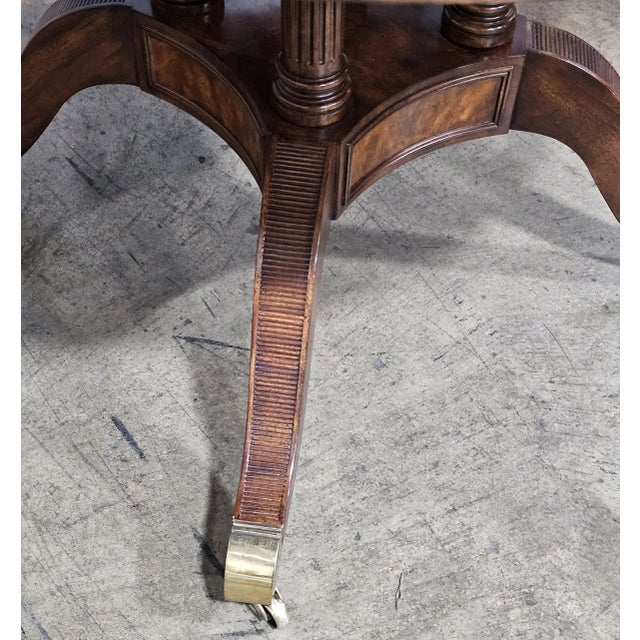 Theodore Alexander Regency Style Flame Mahogany Round Expanding Dining Table For Sale - Image 10 of 13