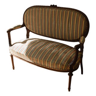 Louis XVI Style Bench in Velvet, 1940s For Sale