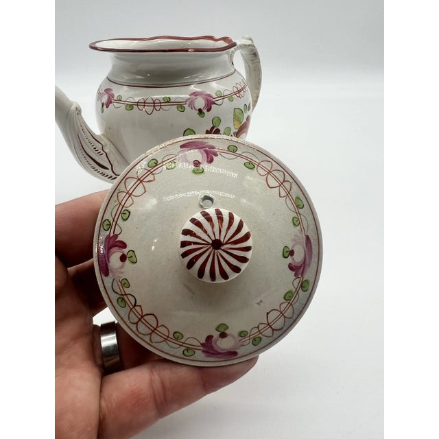 Antique King's Rose Decorated Pearlware Tea Pot, Circa 1800 For Sale - Image 9 of 12