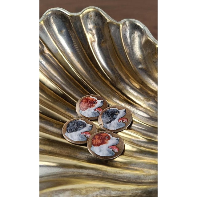 Art Deco Silver Cufflinks Enameled with Hunting Dogs, 1930s, Set of 2 For Sale - Image 4 of 11