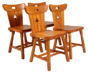 Swedish Cabin Chairs in Pine, 1970s, Set of 4