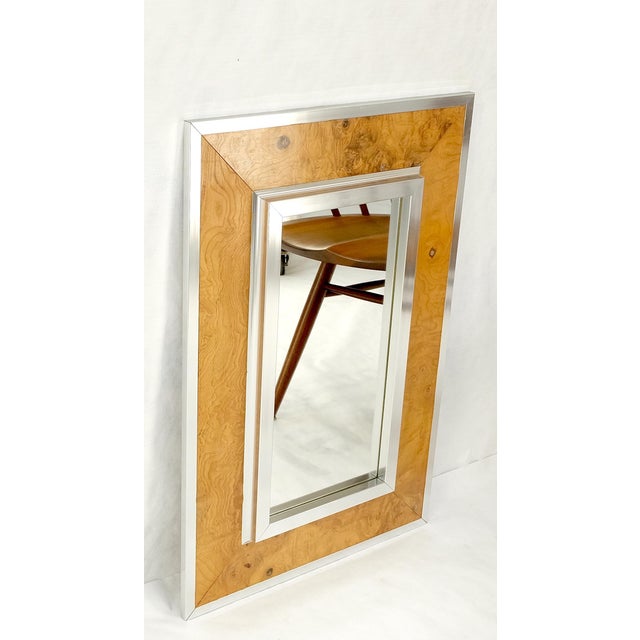 Greg Copeland Rectangle Mid-Century Modern Burl Wood & Aluminum Mirror by Greg Copeland For Sale - Image 4 of 12