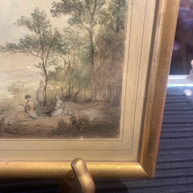 1949 Antique German Landscape With Figures Watercolor by Casper Scheuren For Sale In Phoenix - Image 6 of 12