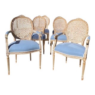 Custom Dining Chairs in Blue, Set of 6 For Sale