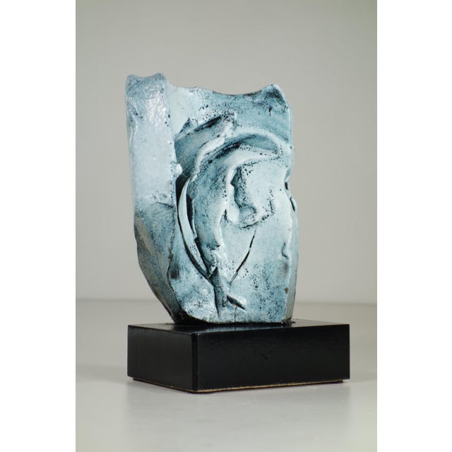 Blue Giuseppe Rossicone, Italian Abstract Art Sculpture, 1970s, Blue Ceramic For Sale - Image 8 of 8