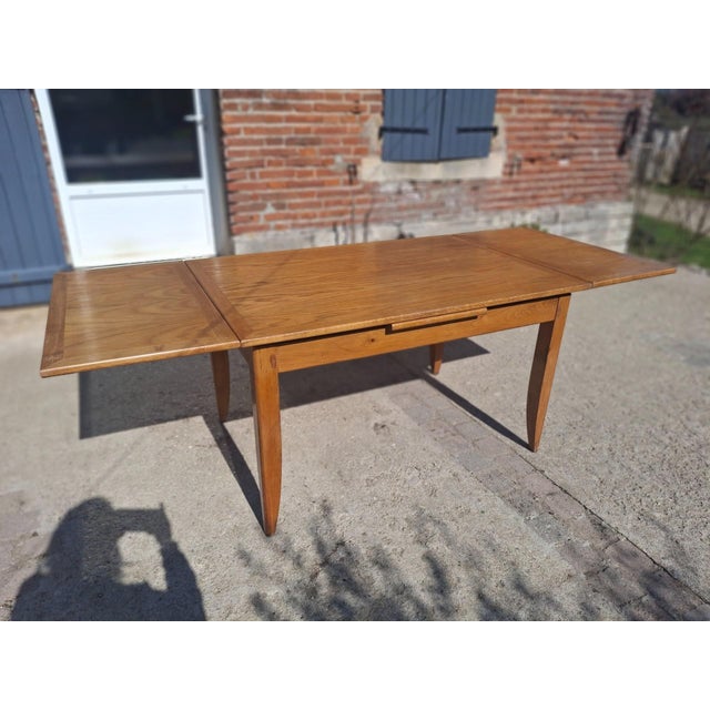 French Reconstruction Extendable Oak Table, 1950 For Sale - Image 17 of 17