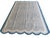 Handmade Cotton Scalloped Rug, Grey With Cream and Blue Border - 12'x15' For Sale - Image 9 of 10
