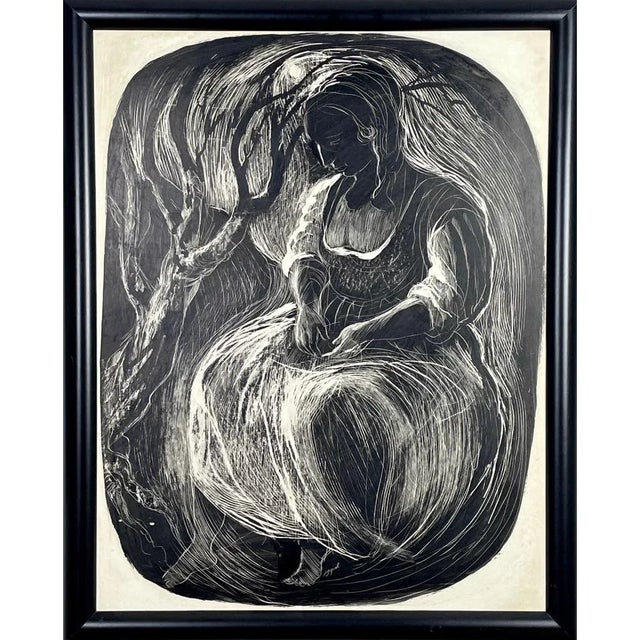 1970s "Seated Lady" Oil Painting by Stephen Bagnell, Framed For Sale In Philadelphia - Image 6 of 6