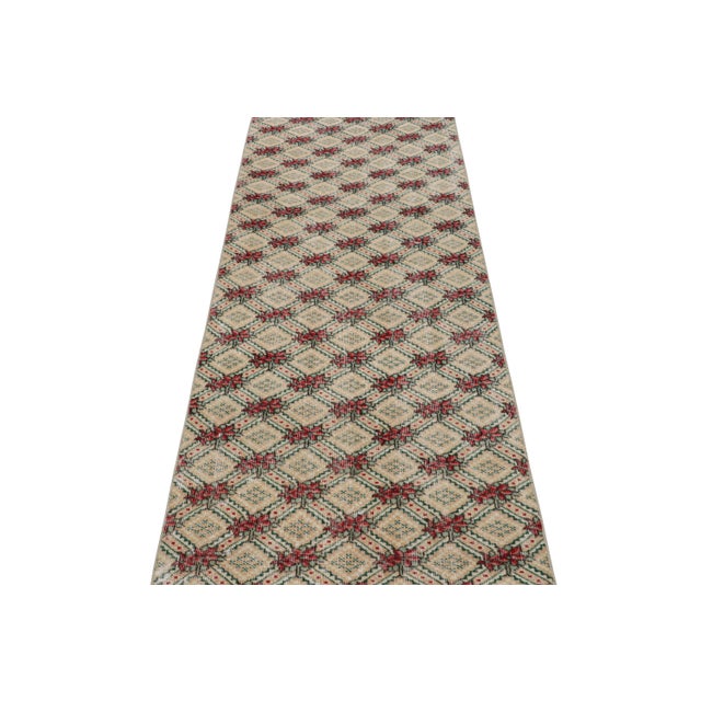 1960s Vintage Zeki Müren Runner Rug in Red With Geometric Patterns, From Rug & Kilim For Sale - Image 5 of 7
