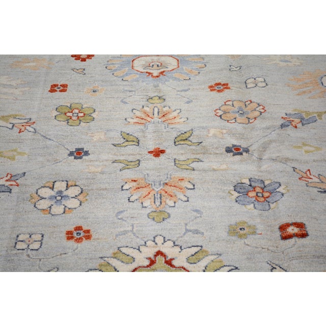 Turkish Turkish Oushak Hand Knotted Wool Rug, 9'9"x14' For Sale - Image 3 of 5