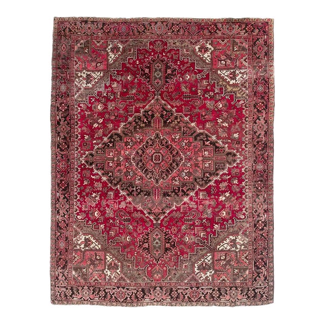 Plush Soft Wool Vintage Heriz Rug 9.3 x 11.4 For Sale