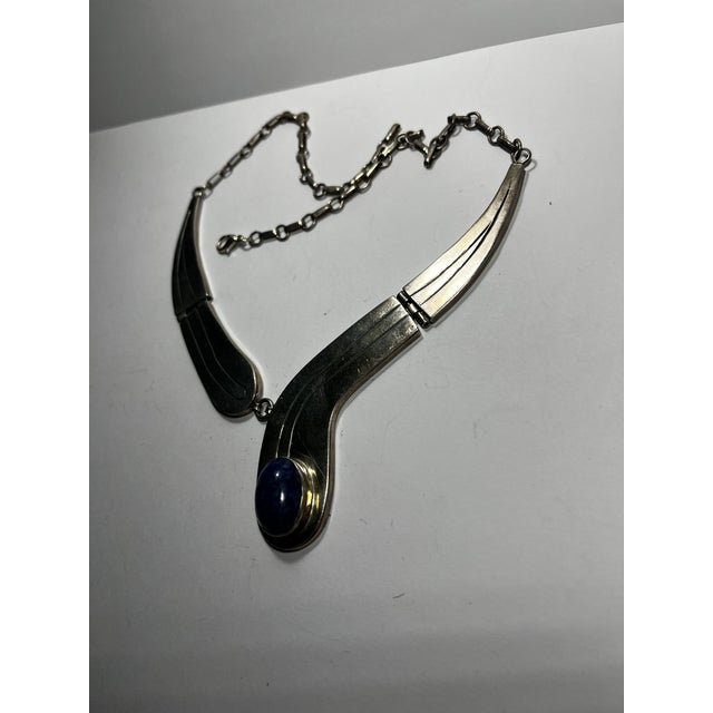 Vintage Native American, Wilson Padilla, Sterling, Silver and Sodalite Necklace For Sale - Image 4 of 7