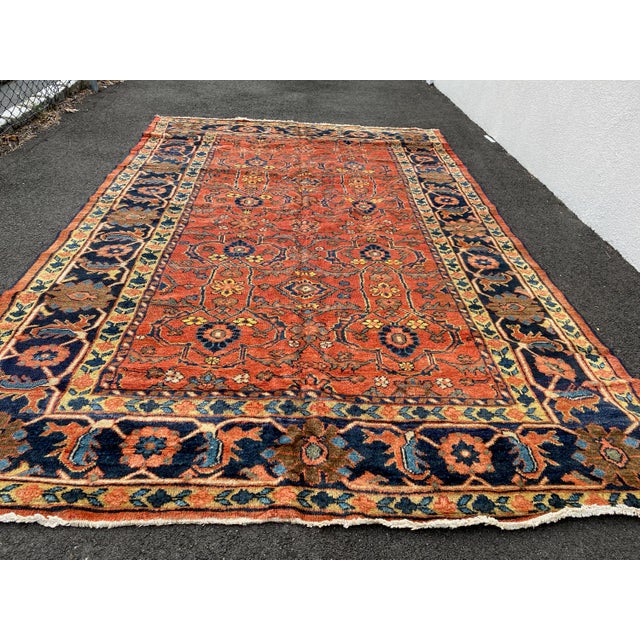 Early 20th Century Persian Rust and Navy Blue Mahal Ziegler Rug For Sale In New York - Image 6 of 8