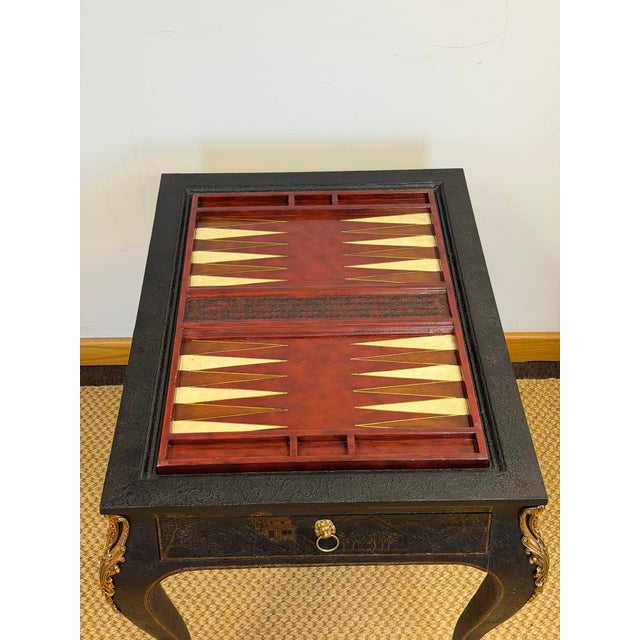 Vintage Maitland Smith Hollywood Regency 3 in 1 Chess Backgammon Games Table For Sale - Image 9 of 14