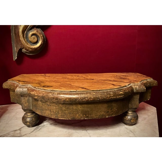 Gold Antique Italian Giltwood Display Base with Faux Siena Marble Top, 1800s For Sale - Image 8 of 8