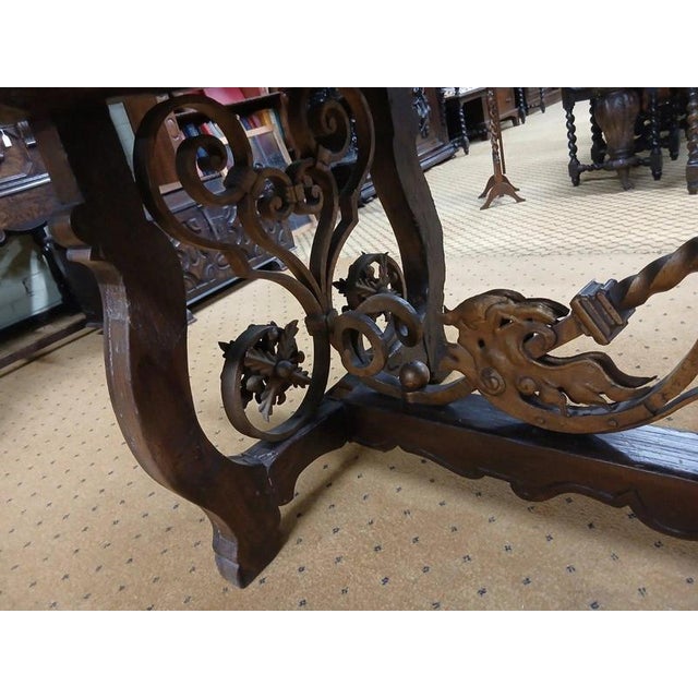Large 18th Century Spanish Oak Refectory Dining Table with Wrought Iron Base For Sale - Image 9 of 16