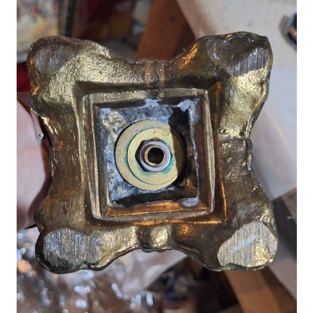 Brass Crystal Candlestick Holders With Prisms, Pair For Sale - Image 4 of 5