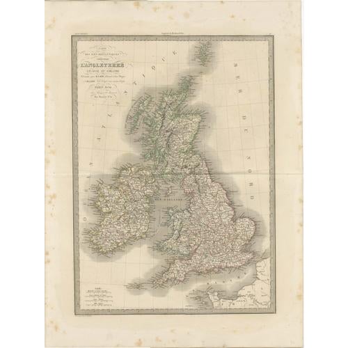 Antique Map of British Isles, England, Scotland & Ireland by Lapie, Paris, 1836 For Sale - Image 3 of 11