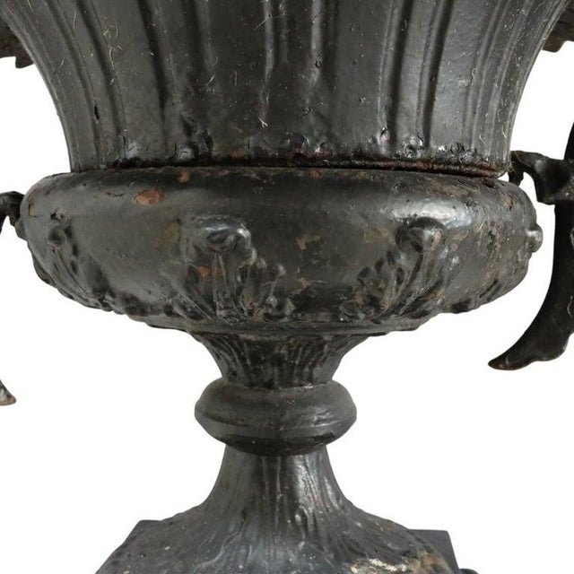 Metal Classical Roman-Greco Cast Iron Garden Urn, Manner of Fiske, C1890 For Sale - Image 7 of 10