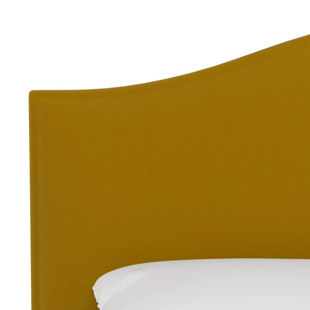 Spritely Home Kenmore Bed in Citronella Luxe Velvet, California King For Sale - Image 4 of 6