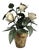 Vintage Italian Gilt Tole Potted White Roses Floral / Flowers / Rose Floral Arrangement / Sculpture For Sale