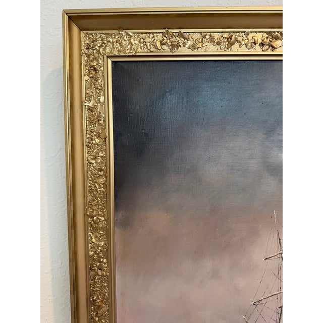 Mid 20th Century Danish Artist B. Johansen Vintage Dramatic Marine Seascape Oil Painting Framed For Sale - Image 5 of 13