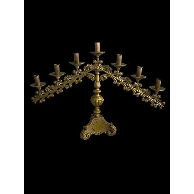19th Century Brass Church Candelabras, Set of 2 For Sale - Image 4 of 12