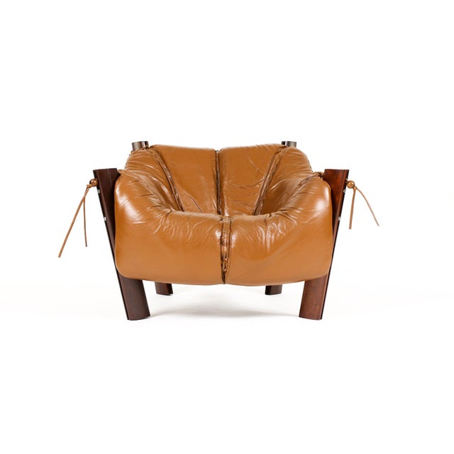 Mid Century Brazilian Modernist Lounge Chair + Ottoman — Percival Lafer — Model Mp-211 — Brown Leather + Rosewood For Sale - Image 9 of 17