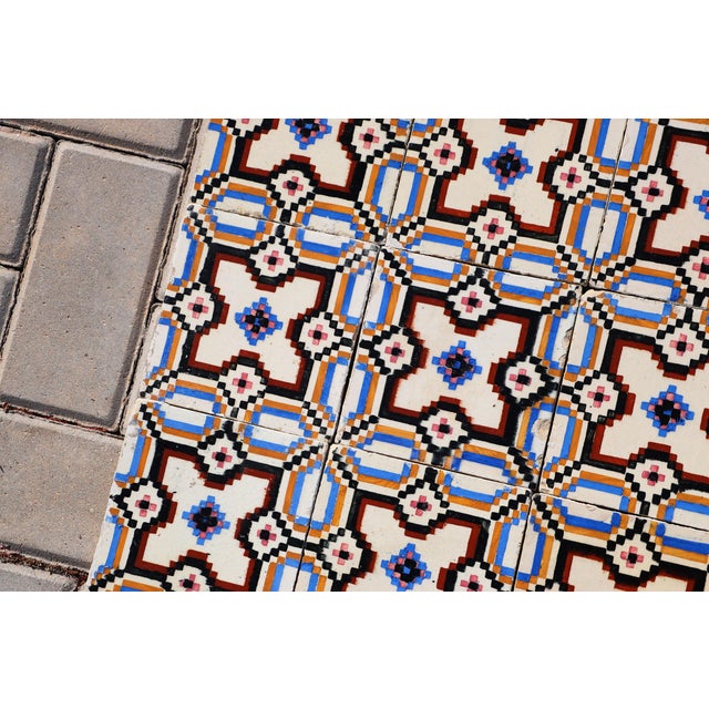 Art Nouveau / Early Art Deco Design Set of 33 Portuguese Geometric Tiles Multicolor c.1900s For Sale - Image 6 of 18